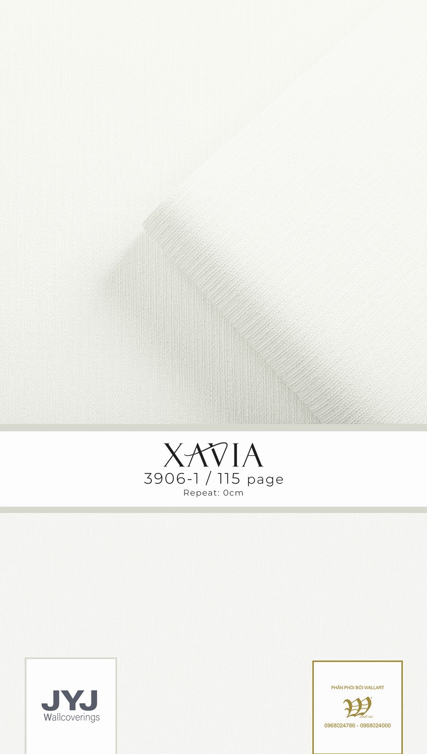 Giấy dán tường vân tăm dọc màu trắng Xavia 3906-1